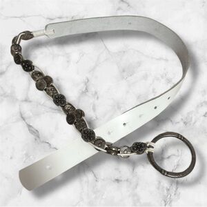 Antoniazzi Firenze White Leather Belt Metal Charms Cord Boho Made In Italy Sz M